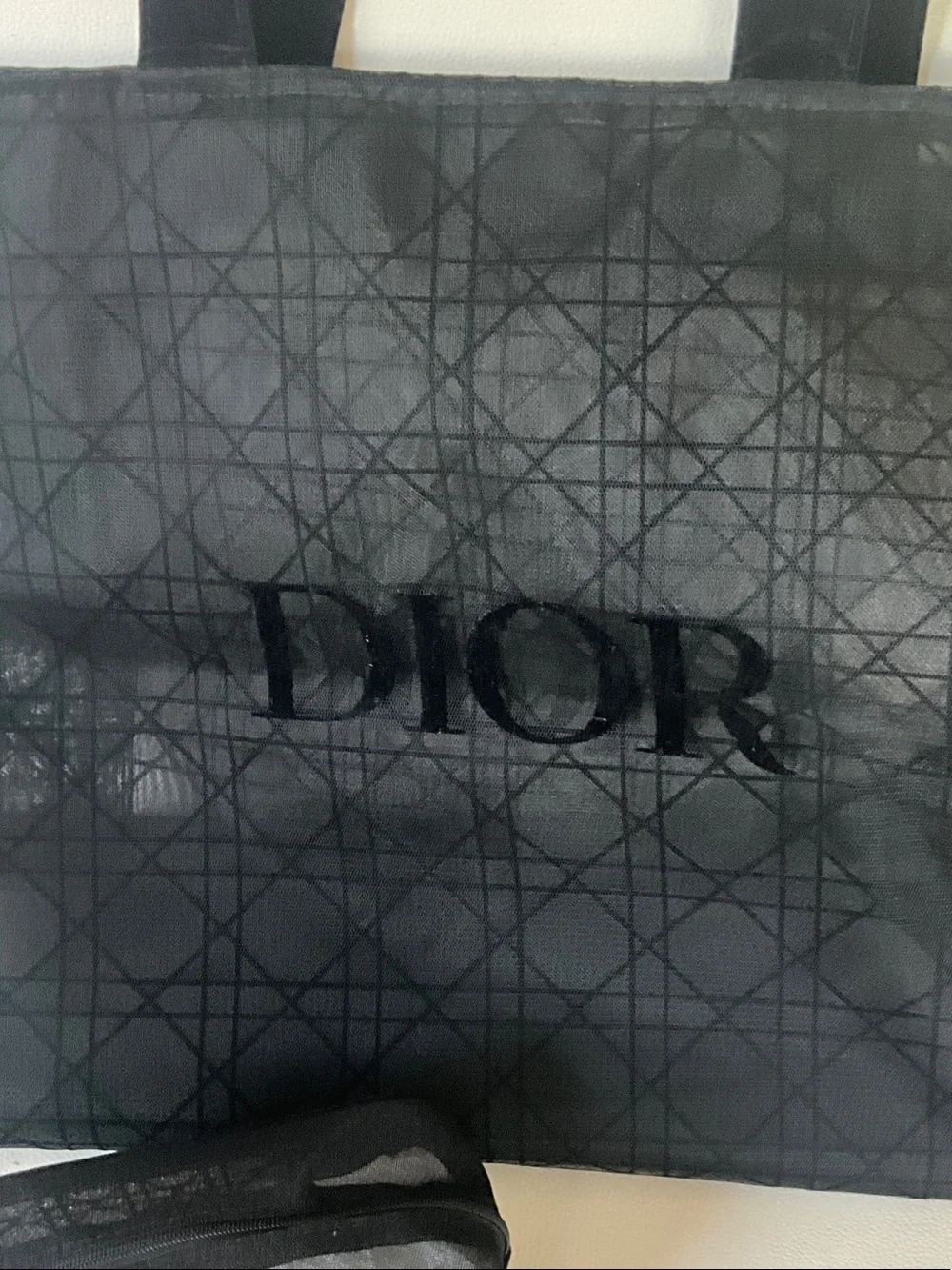 Dior Black Mesh Tote with Matching Pouch